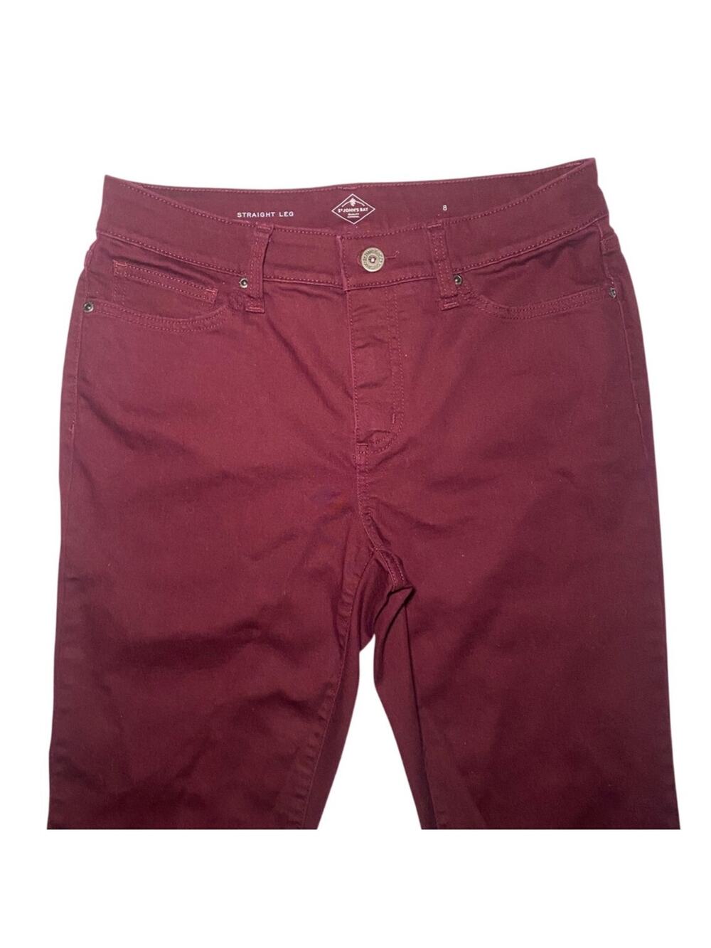 Burgundy Cotton Blend - St. John's Bay Straight Leg Pants - Size 8